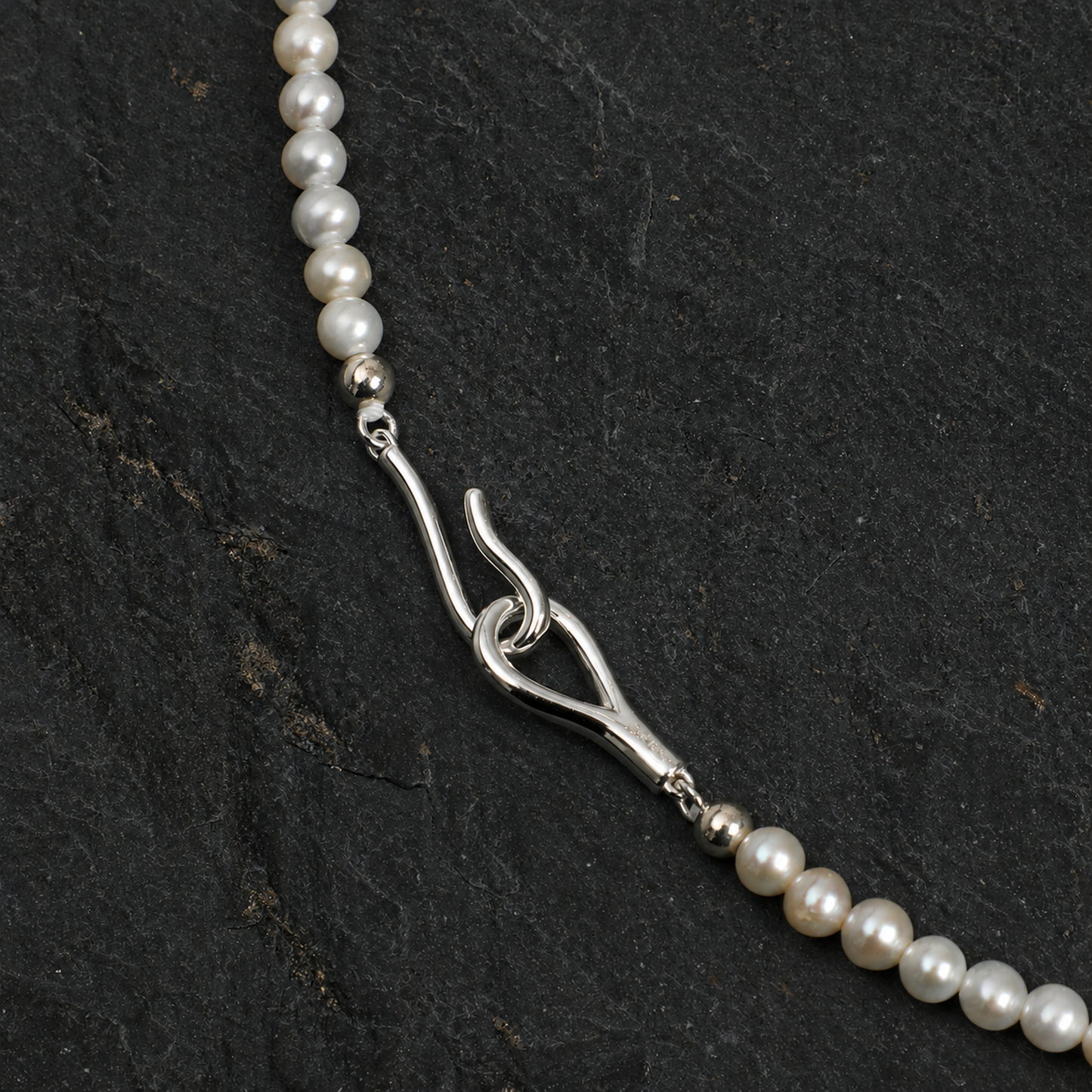 Mist Green Natural Crystal & Baroque Pearl Necklace with Sterling Silver Clasp