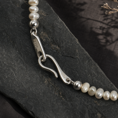 Blue Topaz Teardrop & Pearl Bracelet with Clear Quartz and S925 Silver Hook