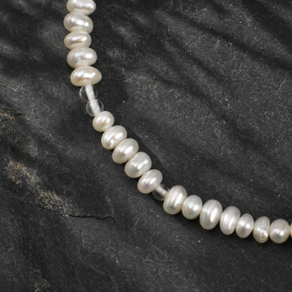 Blue Topaz Teardrop & Pearl Bracelet with Clear Quartz and S925 Silver Hook