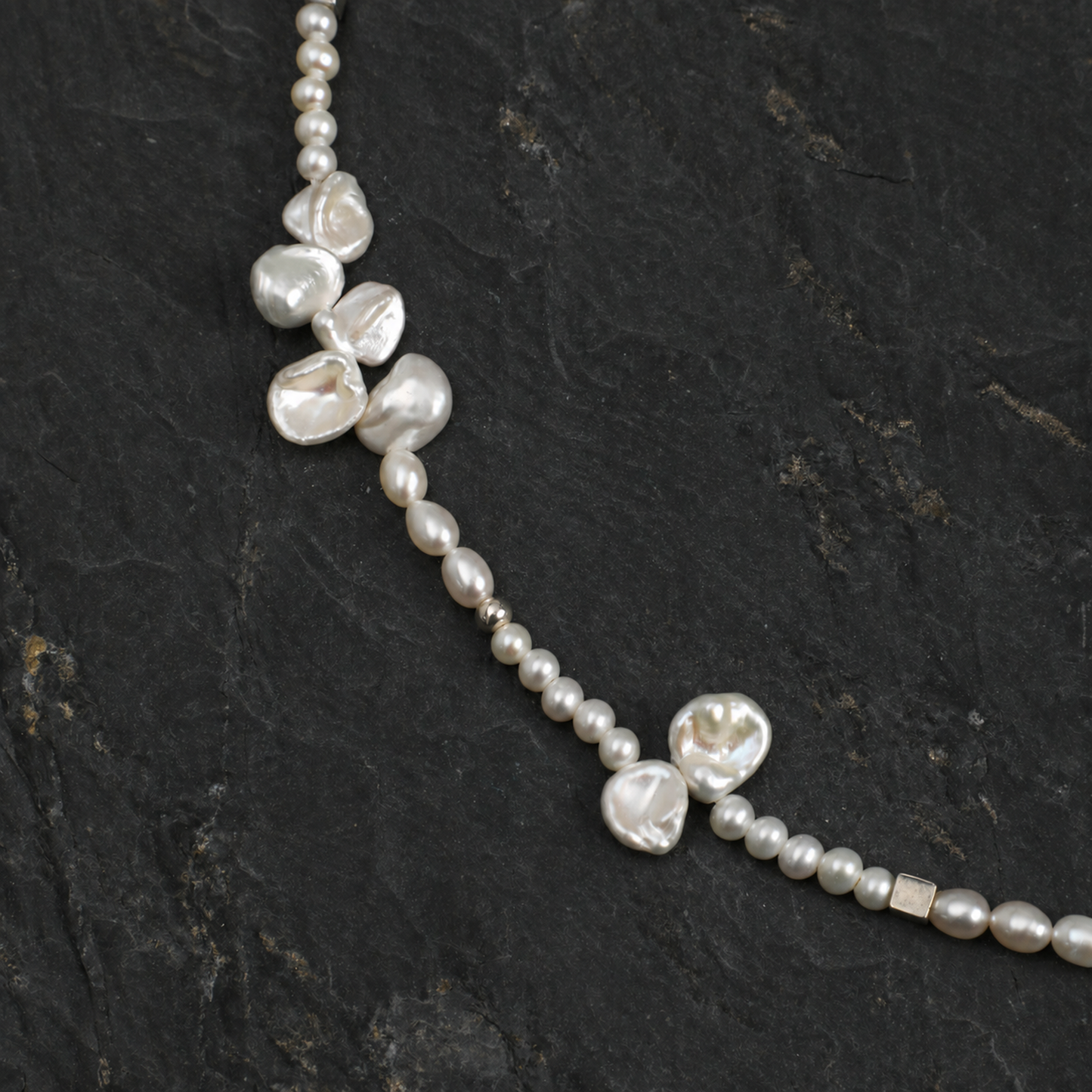 Warm Haze Citrine & Pearl Necklace with S925 Silver Hook